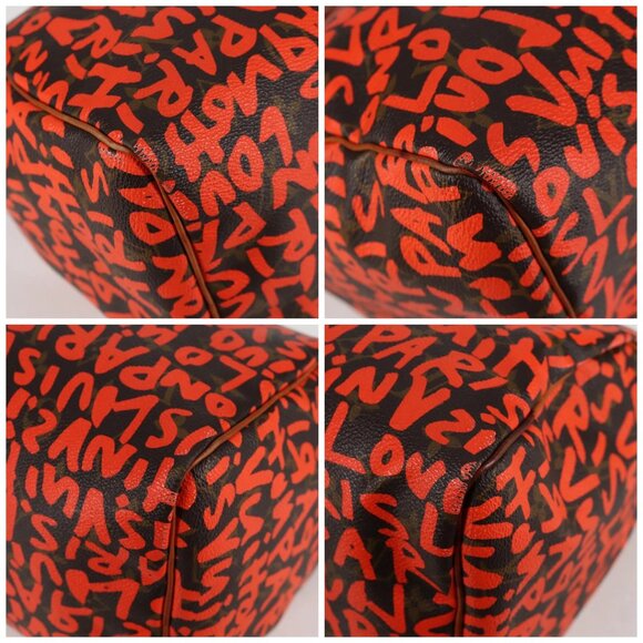 LOUIS VUITTON Monogram Graffiti Speedy 30 Hand Bag Orange - Picture 16 of 16